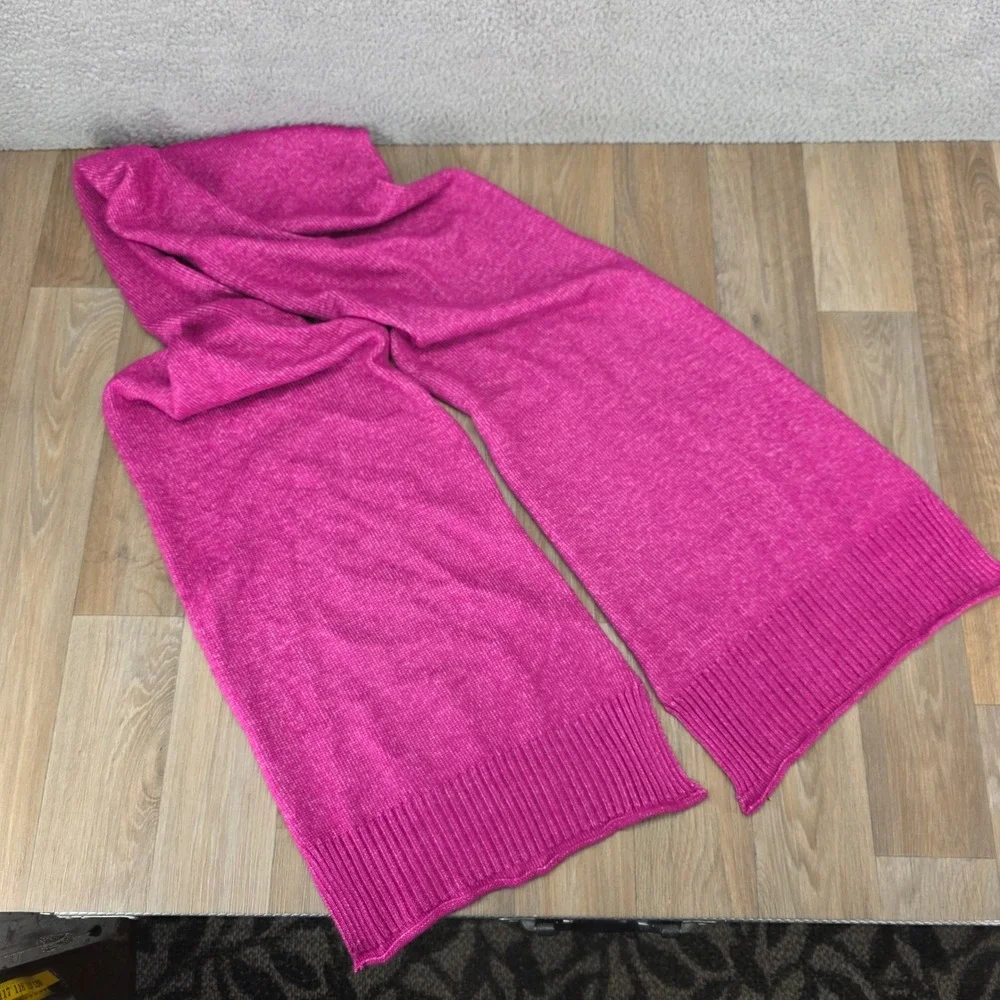 Renuar Womens Magenta Pink Ribbed‎ Knit Oversized Long Scarf OS